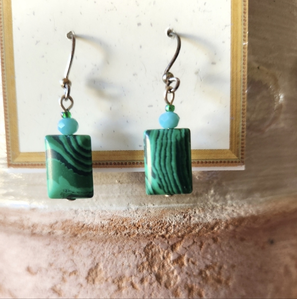Dear Fawn'Jewelry Elegant Silver Green Stone Earrings For Pierced Ears